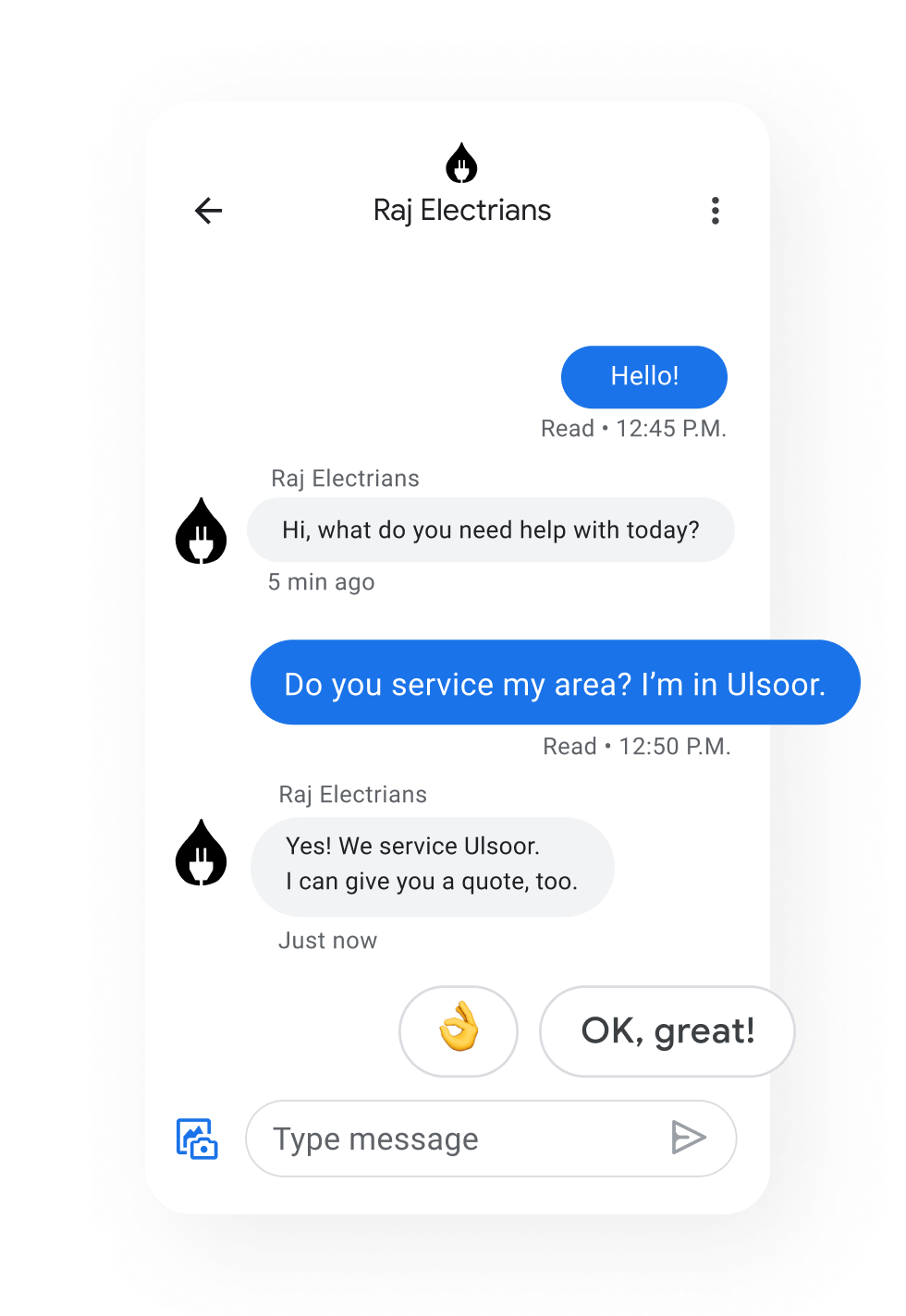 Messaging with customer on google map